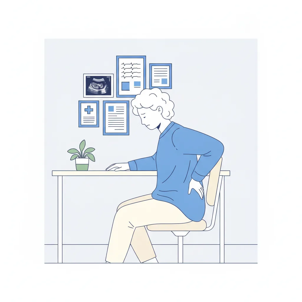 6개월 이상 반복되는 만성 허리통증으로 불편해하는 환자의 일상 모습<p style=